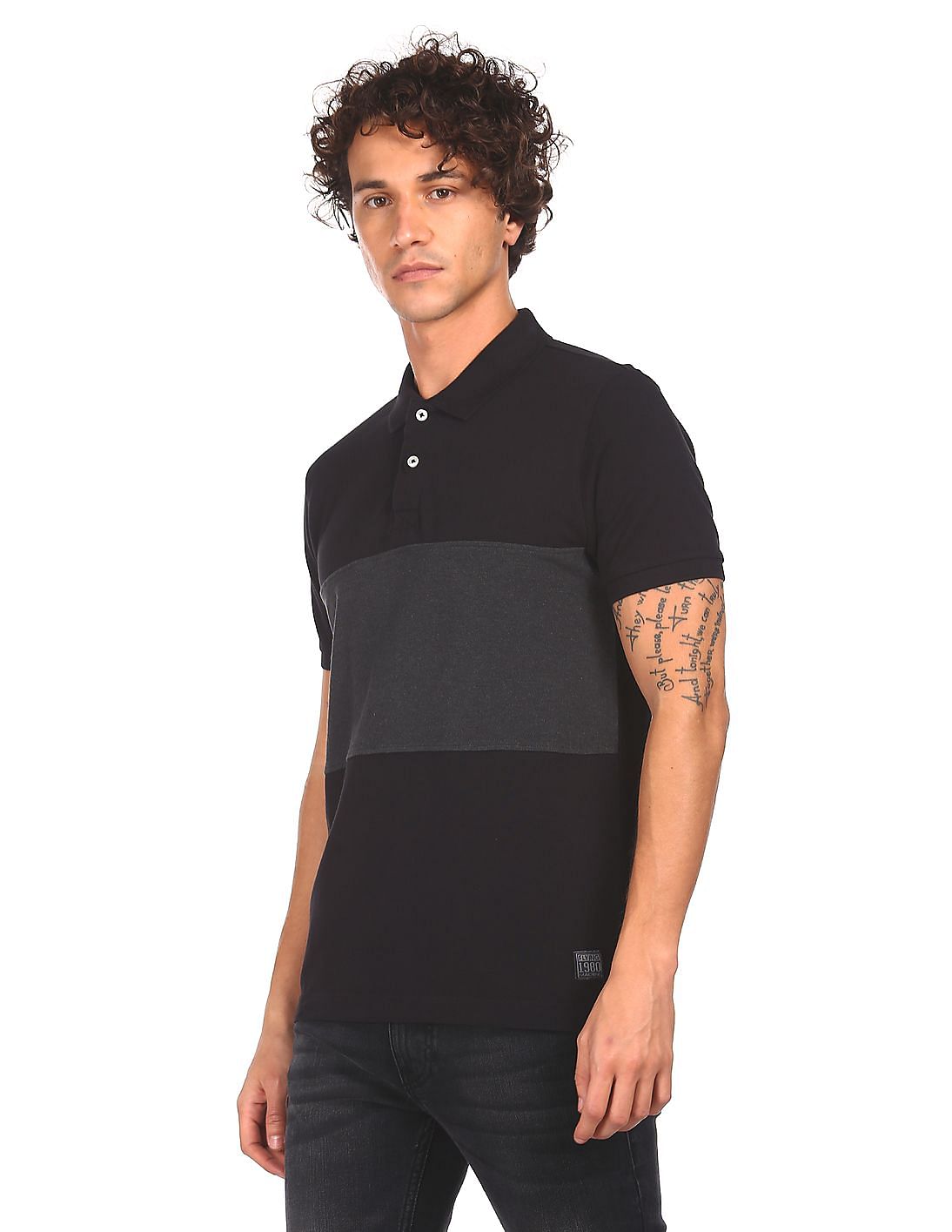 Buy Flying Machine Colour Block Pique Polo Shirt NNNOW