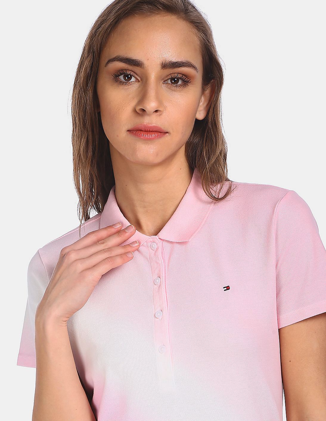 Buy Tommy Hilfiger Women Pink Short Sleeve Dippin Polo Shirt