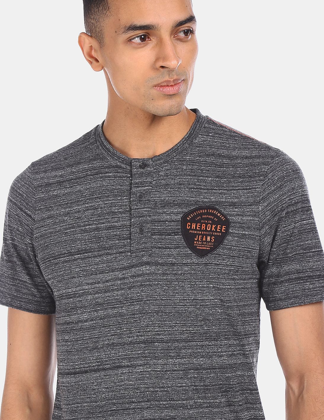 Buy Cherokee Men Dark Grey Short Sleeve 