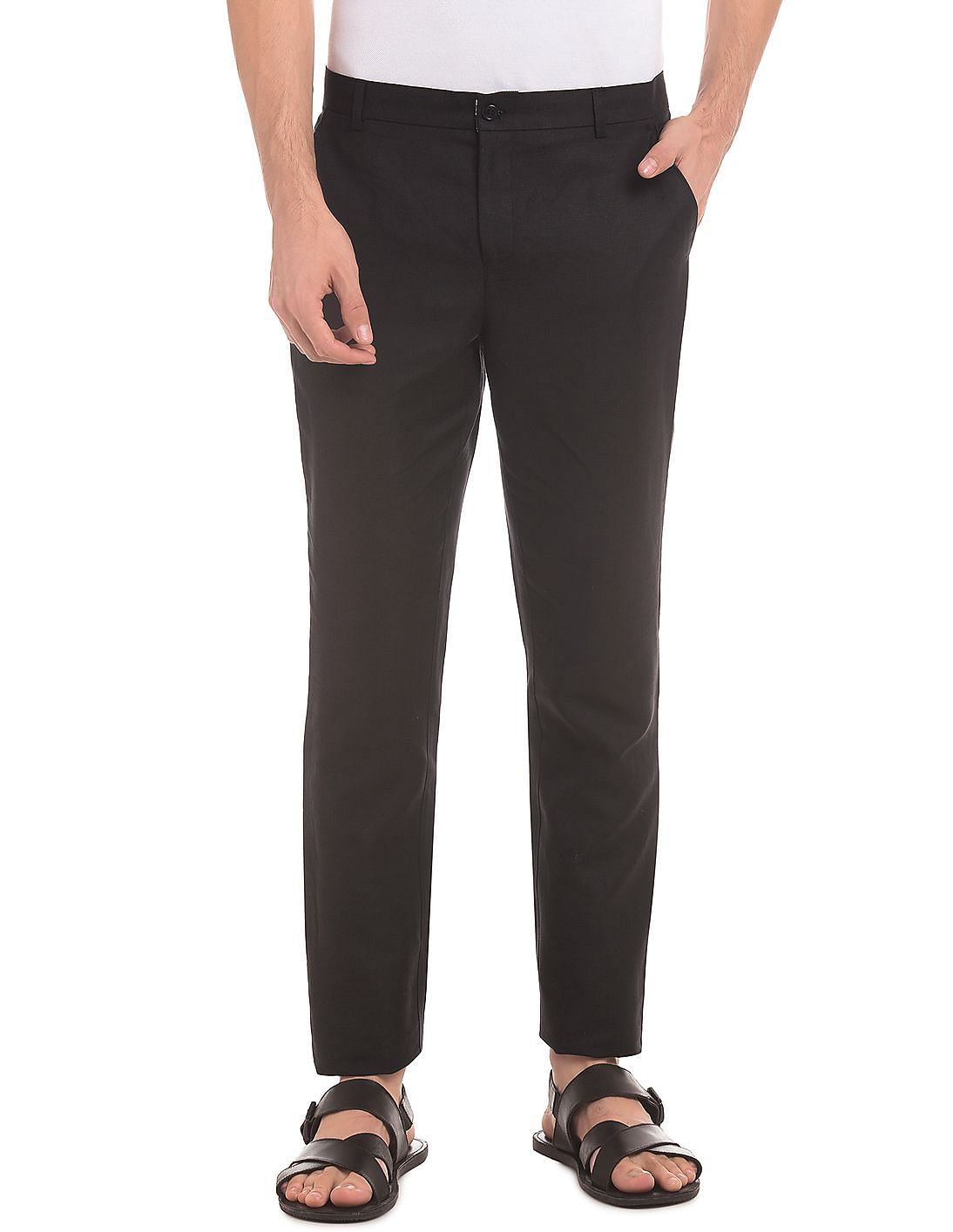 Buy True Blue Men Slim Fit Cotton Linen Trousers - NNNOW.com