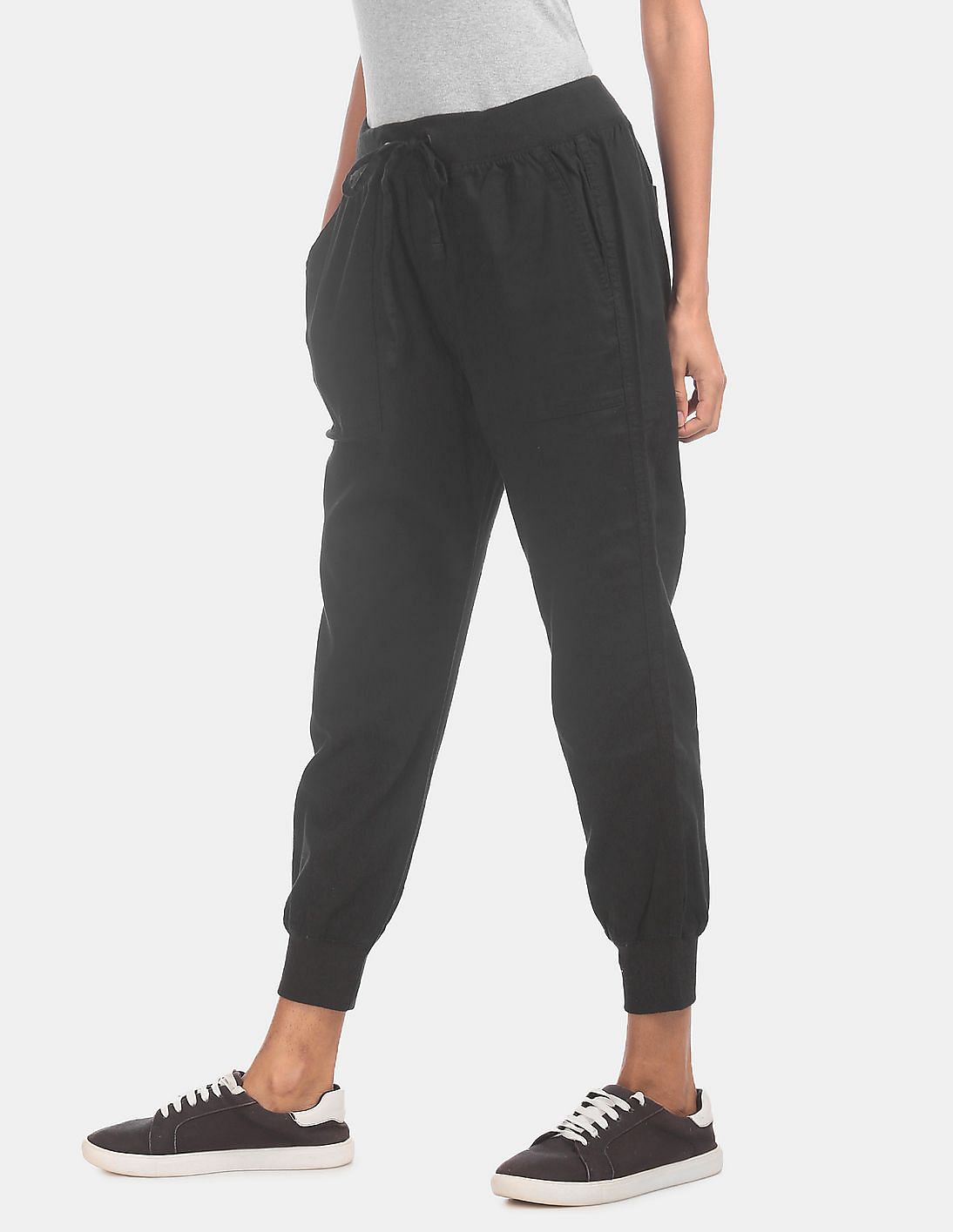 black drawstring joggers