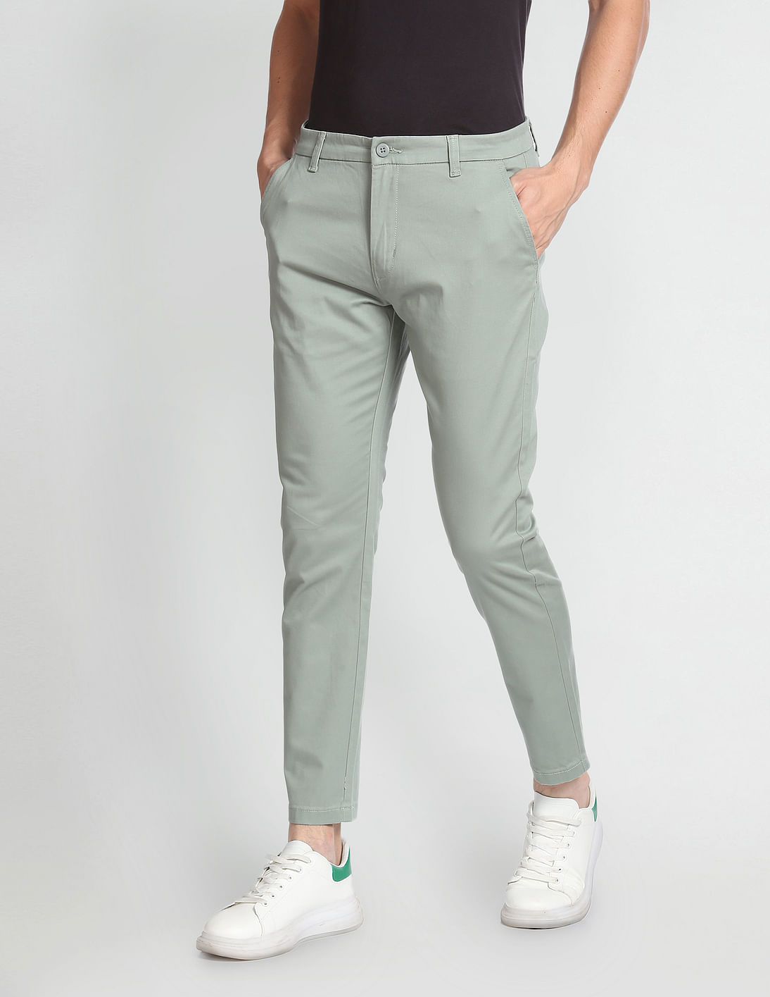 Buy Flying Machine Slim Tapered Solid Trousers - NNNOW.com