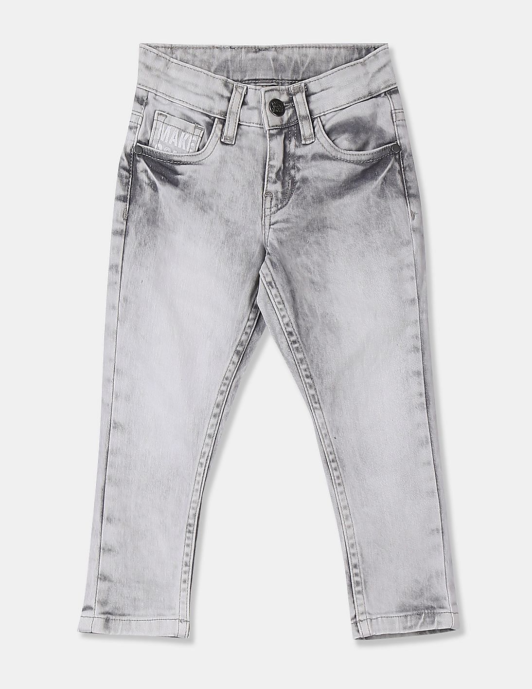 Buy FM Boys Boys Light Grey Skinny Fit Faded Jeans - NNNOW.com