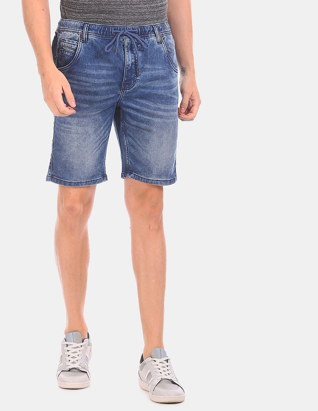 drawstring denim shorts mens