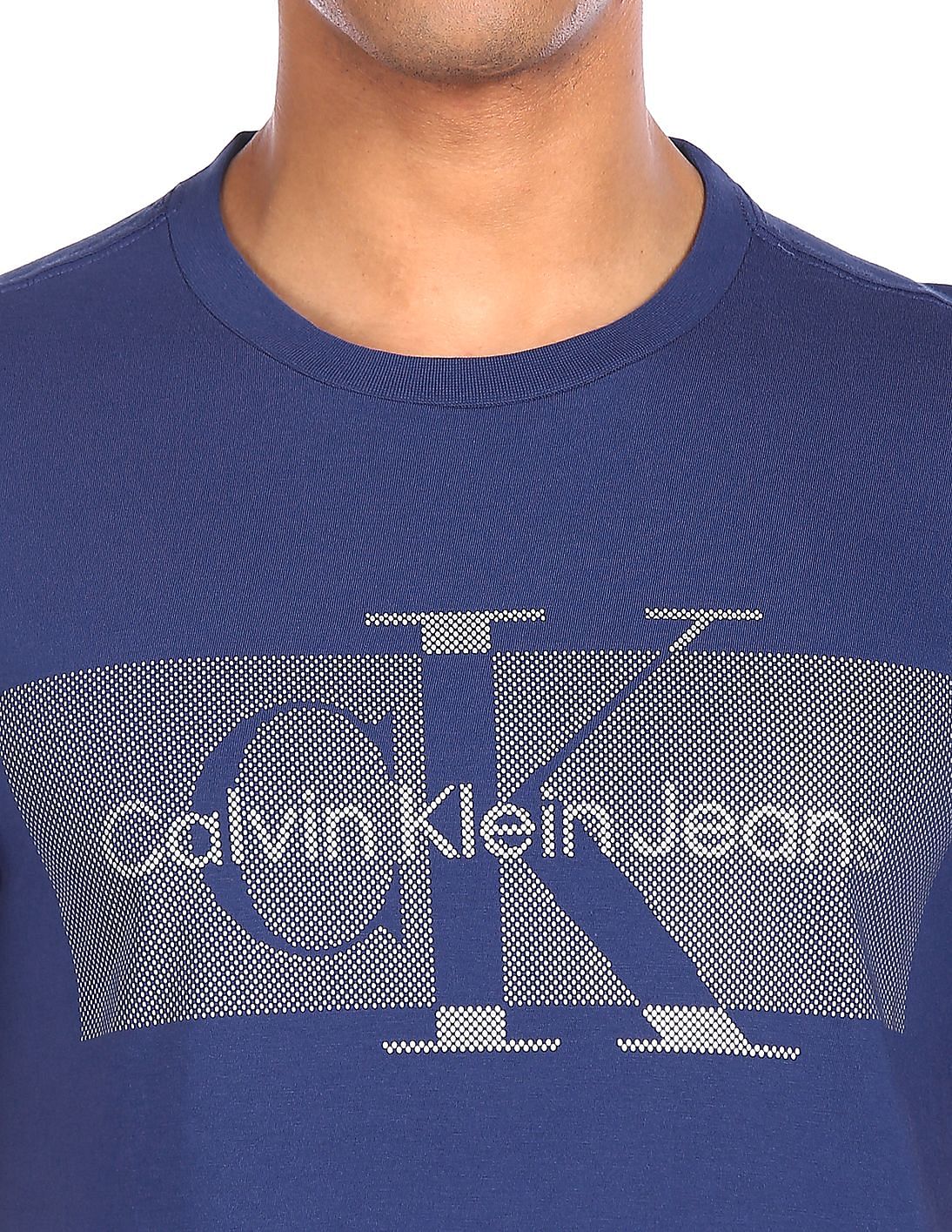 Buy Calvin Klein Men Blue Crew Neck Brand Print T-Shirt - NNNOW.com