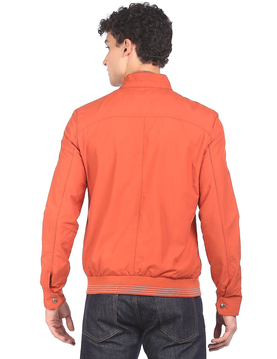 Buy U.S. Polo Assn. Men Orange High Neck Zip Up Solid Jacket