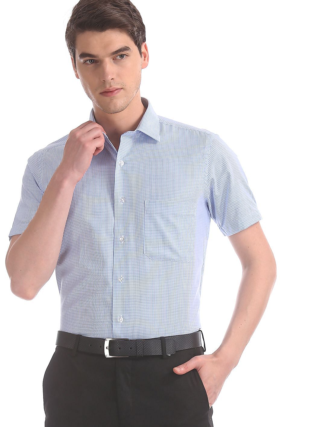Buy Arrow Blue Regular Fit Spread Collar Shirt - NNNOW.com
