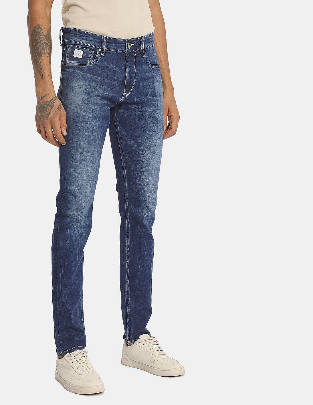 Buy U.S. Polo Assn. Men Blue Mid Rise Slim Tapered Fit Jeans - NNNOW.com