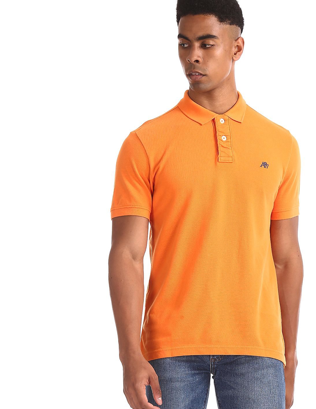 Buy Aeropostale Orange Solid Cotton Pique Polo Shirt - NNNOW.com