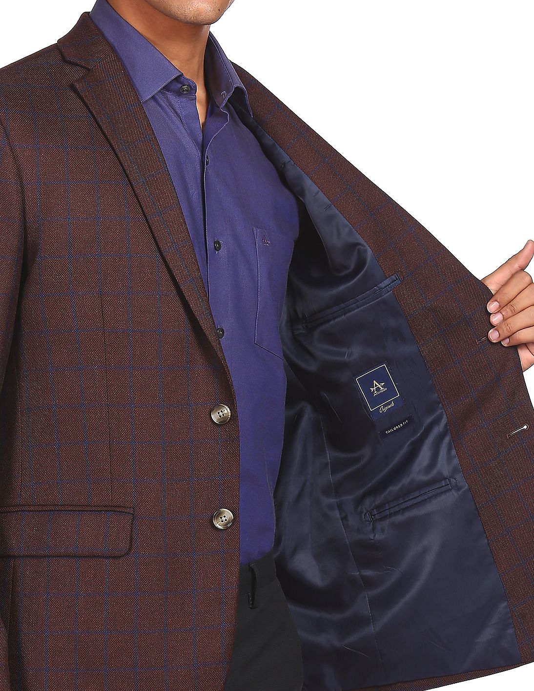 Buy Arrow Notch Lapel Collar Check Blazer - NNNOW.com