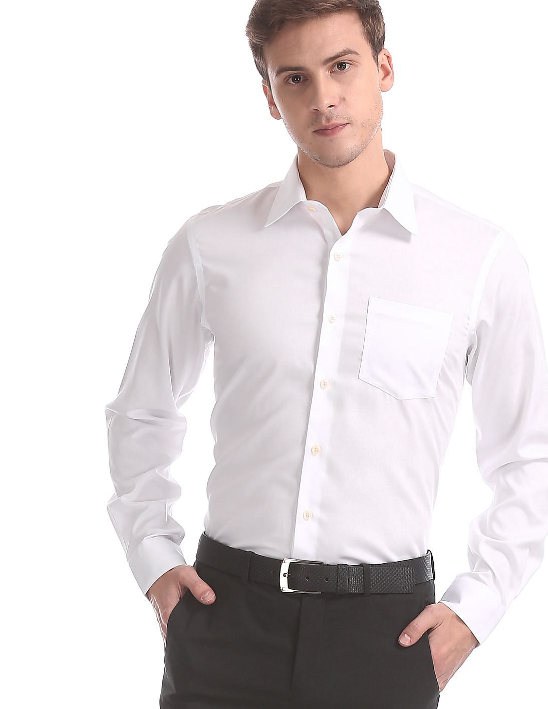 Buy Men White Supima Cotton Solid Shirt online at NNNOW.com