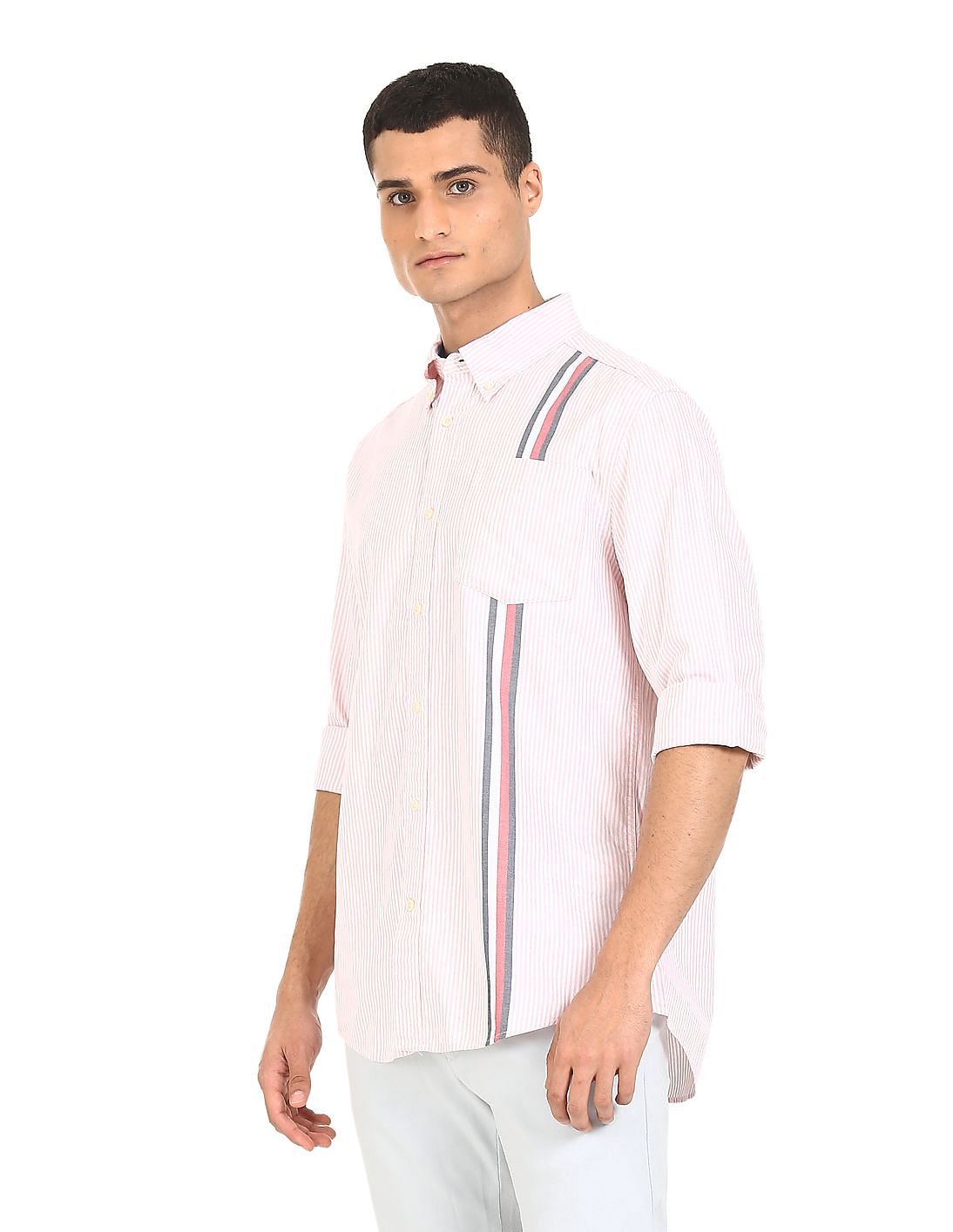 Buy Tommy Hilfiger Men Pink Relaxed Ithaca Striped Casual