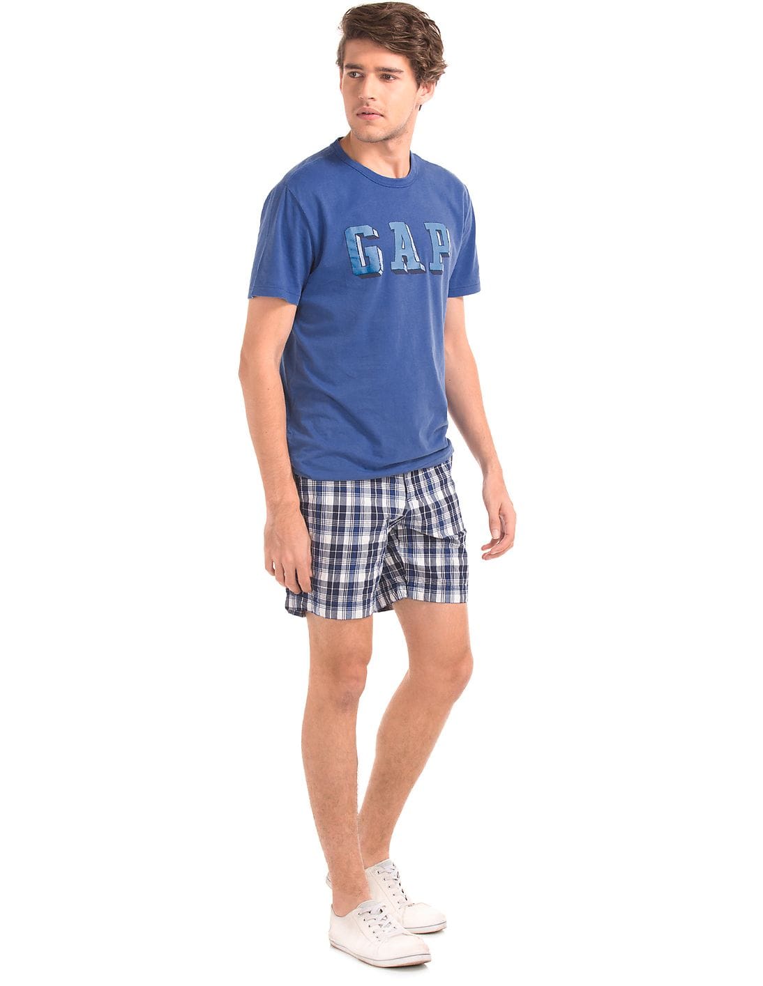 Buy GAP Men Blue Plaid Seersucker Getaway Shorts - NNNOW.com