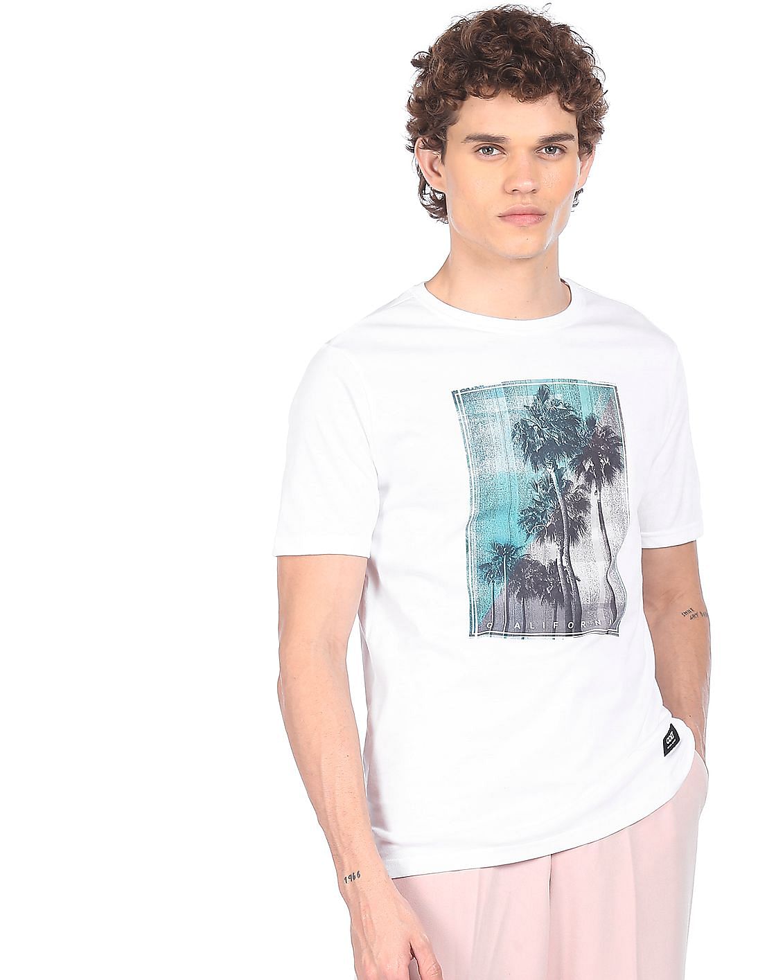 Buy Colt Men White Crew Neck Cotton Graphic Print T-Shirt - NNNOW.com