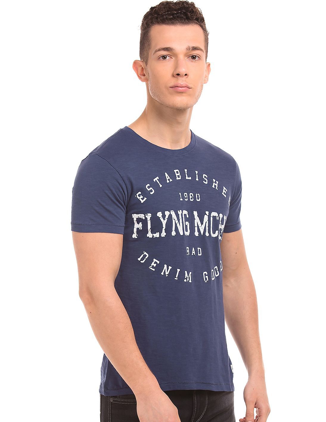 Buy Flying Machine Men Distressed Print Regular Fit T-Shirt - NNNOW.com