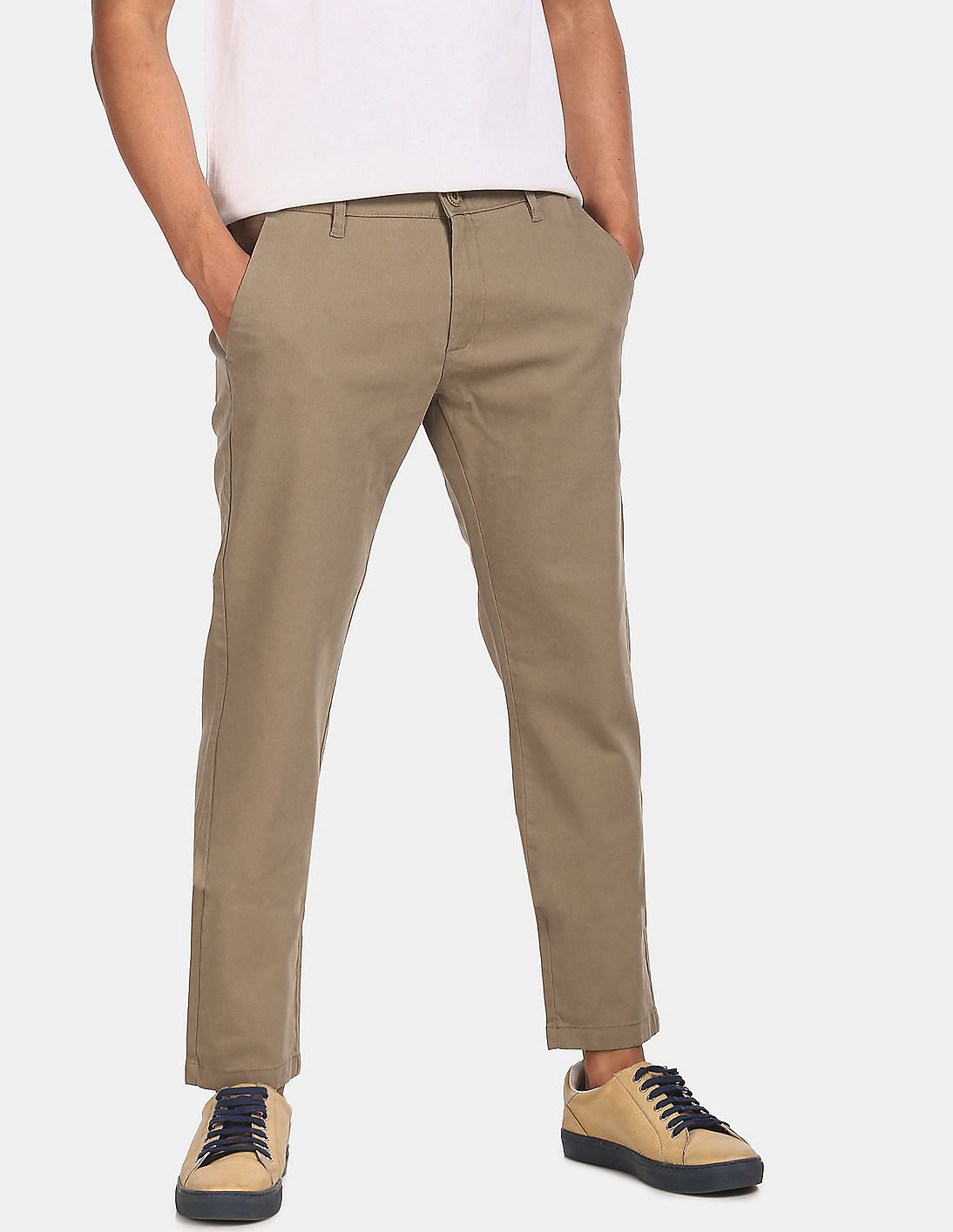 Buy Ruggers Men Light Brown Mid Rise Solid Casual Trousers - NNNOW.com