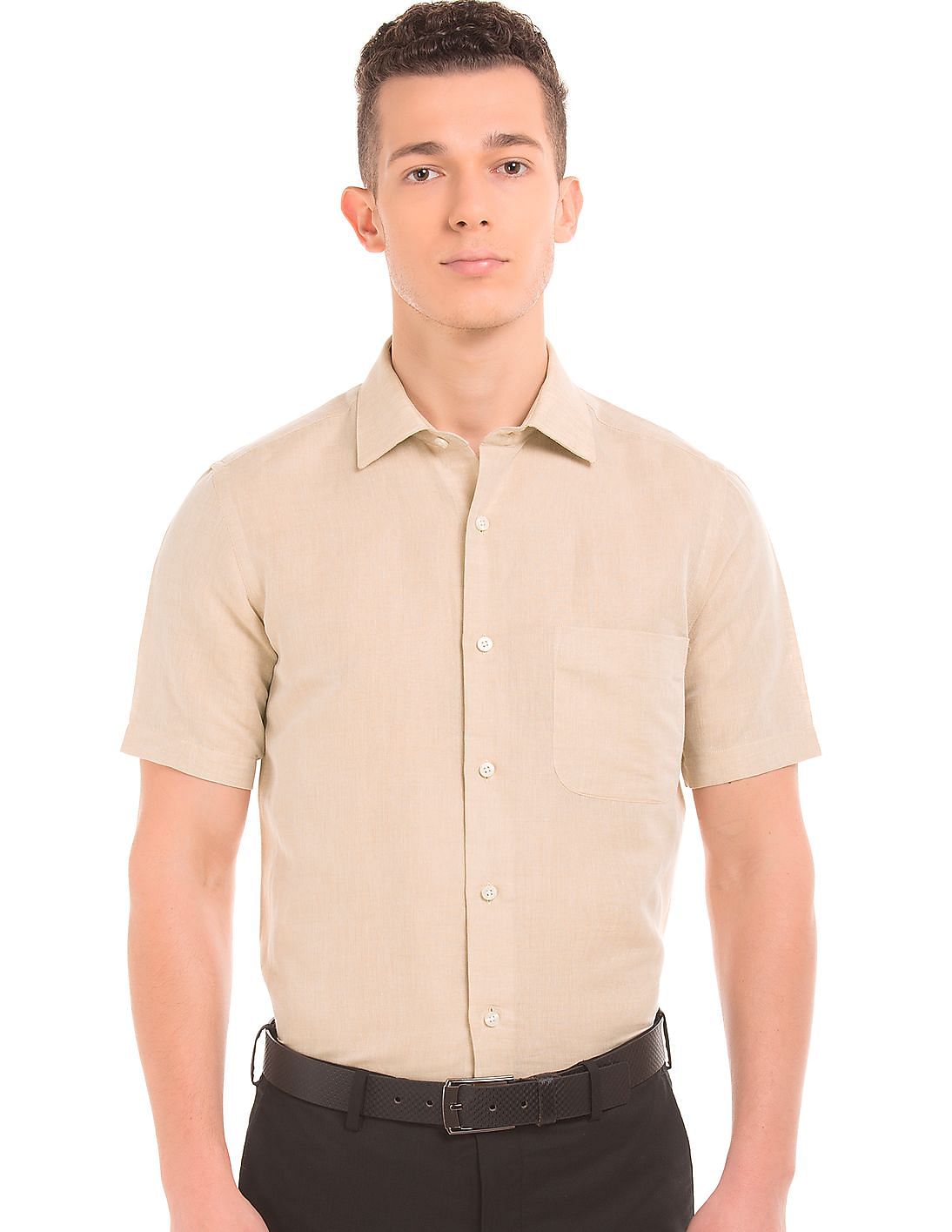 Buy Arrow French Placket Cotton Linen Shirt - NNNOW.com