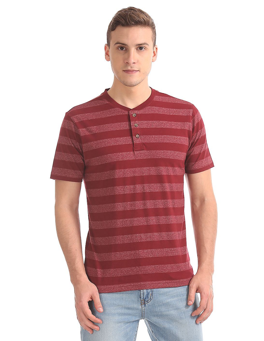 Buy Aeropostale Striped Henley T-Shirt - NNNOW.com