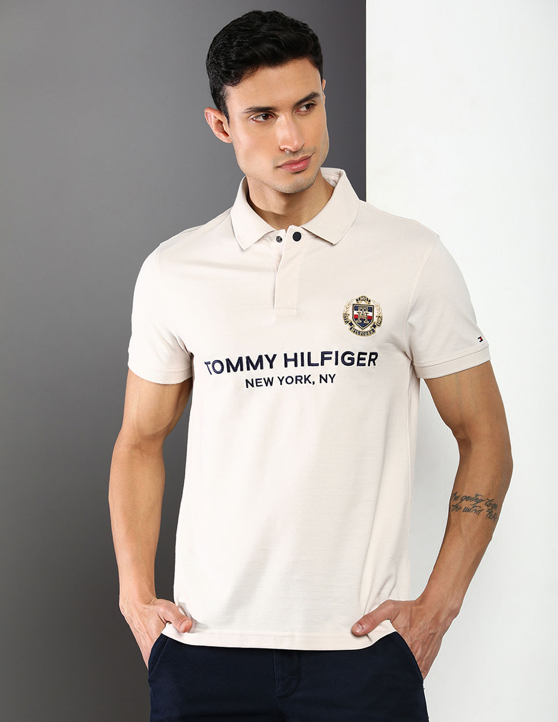 Tommy Fit Hilfiger Logo Slim Crest Shirt Buy Polo