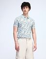 Flying Machine Floral Printed Cotton Polo Shirt