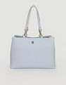 Tommy Hilfiger Solid Blue PU Totes