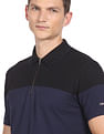 Arrow Sports Zip Placket Colour Block Pique Polo Shirt