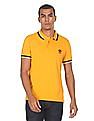 U.S. Polo Assn. Men Mustard Striped Collar Solid Pique Polo Shirt