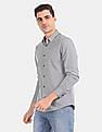Calvin Klein Men Light Grey Slim Fit Dobby Casual Shirt