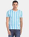 Aeropostale Blue And White Short Sleeve Vertical Stripe T-Shirt
