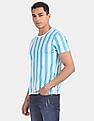 Aeropostale Blue And White Short Sleeve Vertical Stripe T-Shirt