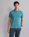 AD by Arvind Patterned Knit Slim Fit Polo Shirt