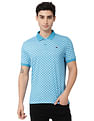AD by Arvind Geometric Print Cotton Polo Shirt
