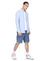 Tommy Hilfiger Men White And Blue Vertical Stripe Cotton Casual Shirt
