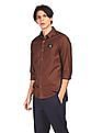 Calvin Klein Men Brown French Placket Textured Casual Shirt