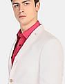 U.S. Polo Assn. Men Off White Single Breasted Patterned Weave Casual Blazer