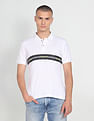 Flying Machine Horizontal Stripe Pique Cotton Polo Shirt
