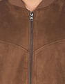 U.S. Polo Assn. Men Brown Stand Collar Solid Bomber Jacket