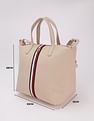 Tommy Hilfiger Solid Beige Nylon Handbag