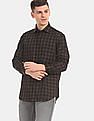 Tommy Hilfiger Men Black Allover Satin Windowpane Check Formal Shirt