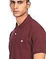 Aeropostale Men Maroon Cotton Solid Polo Shirt