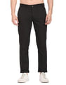Flying Machine Mid Rise Solid Twill Weave Casual Trousers