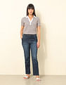 U.S. Polo Assn. Women Boxy Fit Chevron Printed Polo Shirt