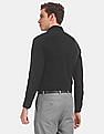 USPA Tailored Men Black Slim Fit Splatter Print Formal Shirt