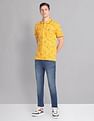 AD by Arvind Floral Print Cotton Polo Shirt