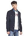 Aeropostale Men Navy Spread Collar Dark Washed Jacket