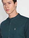 U.S. Polo Assn. Denim Co. Mandarin Collar Overdyed Solid Shirt