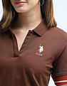 U.S. Polo Assn. Women Boxy Fit Tipped Polo Shirt