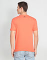 U.S. Polo Assn. Men Peach Brand Printed Cotton T-Shirt