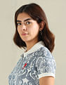U.S. Polo Assn. Women Cotton Stretch Paisley Polo Shirt