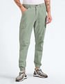 Flying Machine Mid Rise Solid Cargo Utility Trousers